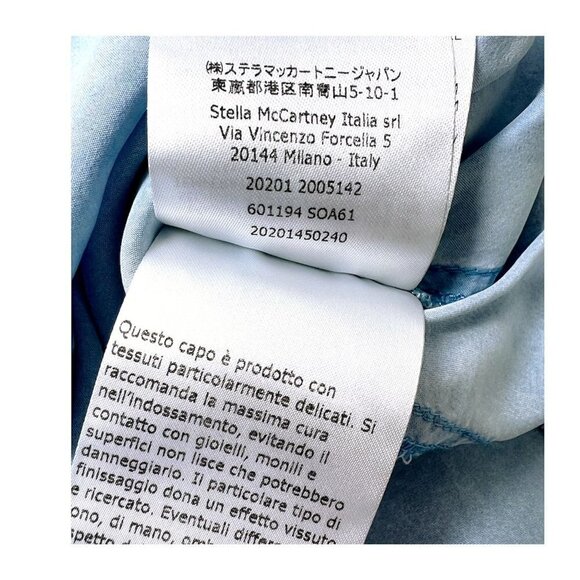 Stella McCartney Womens Blue Silk Collared Long Sleeve Button Blouse Sz 10 New - Picture 11 of 13